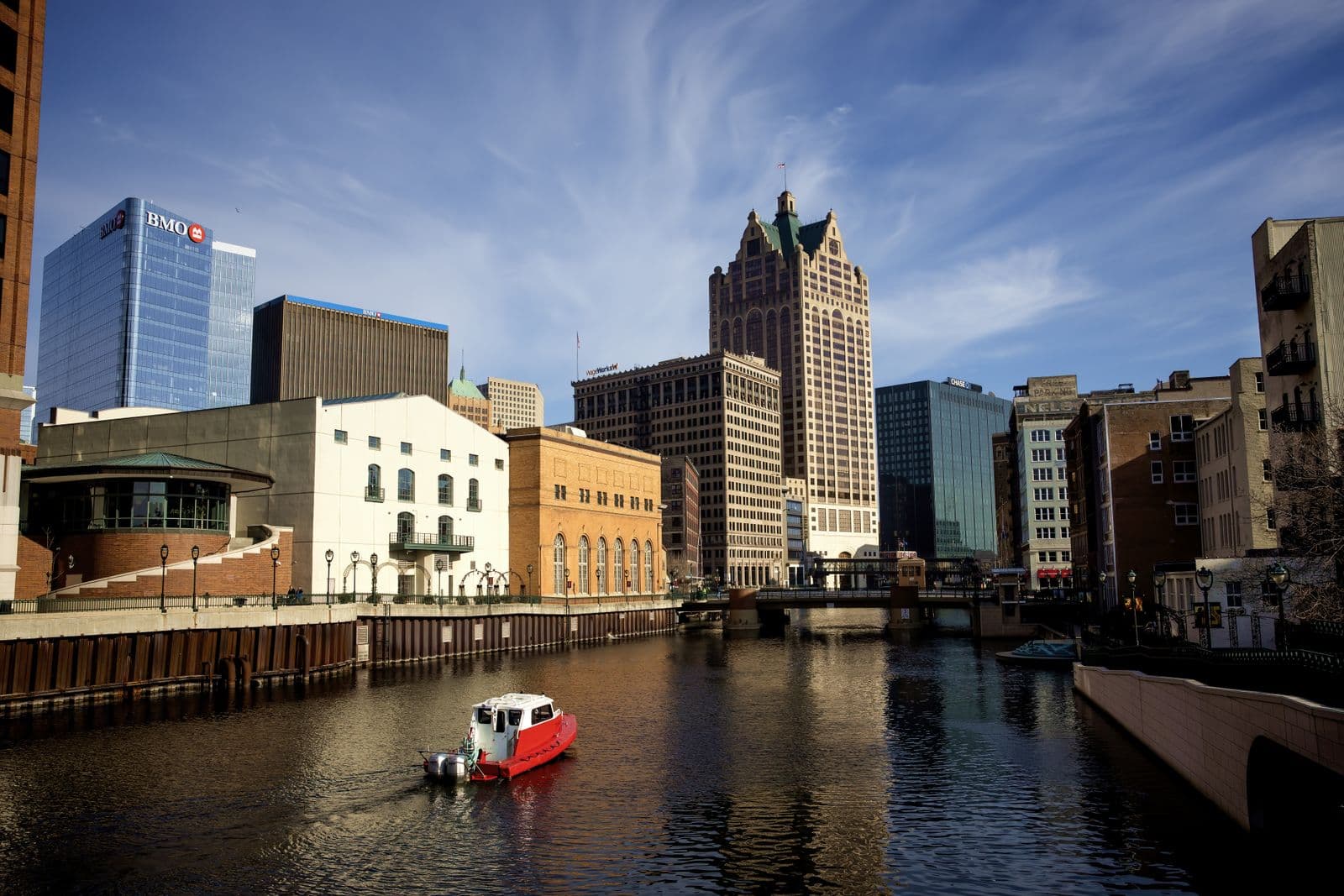 Downtown Milwaukee skyline along the lakefront